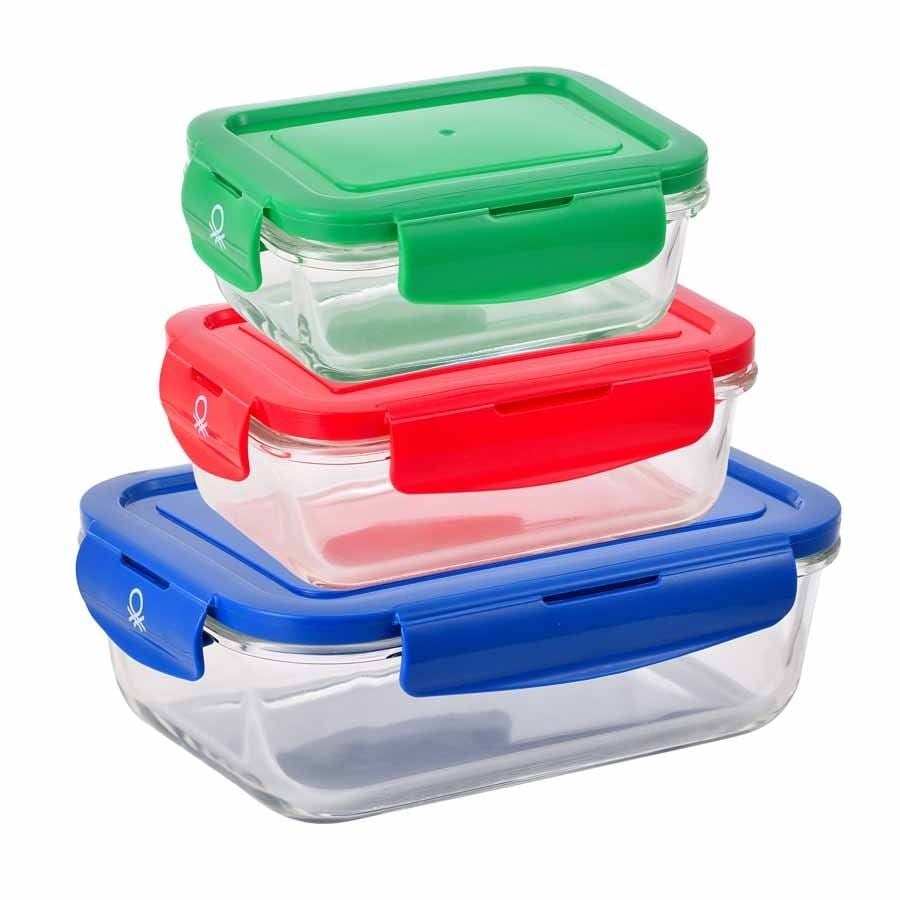 Benetton BE-0701-MT boroszilikát tároló edények fedővel 3db