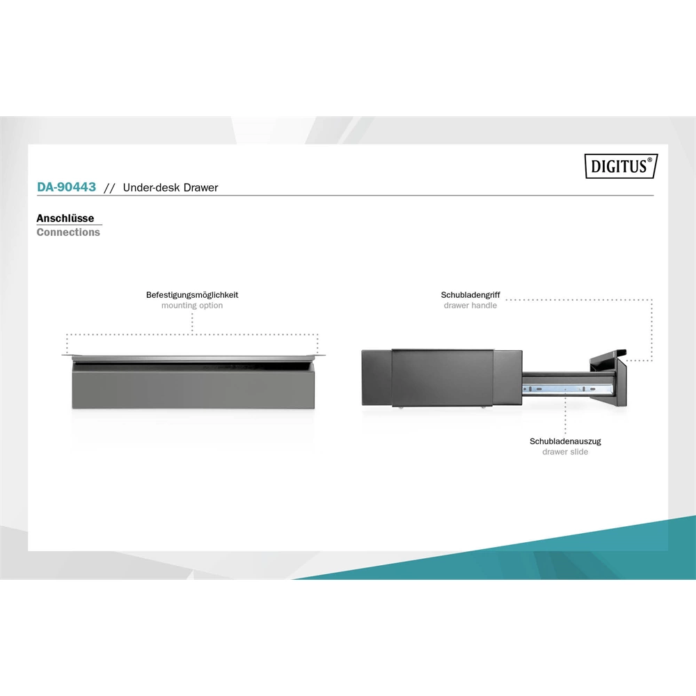 DIGITUS DA-90443 Asztal alatti fekete tároló fiók