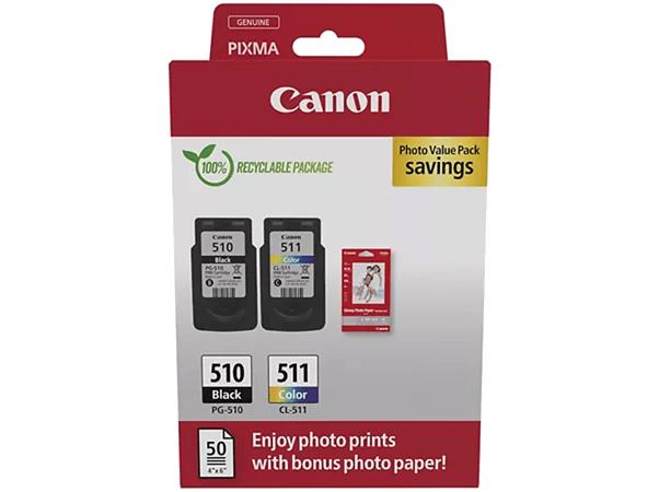 CANON PG510/CL511 Tintapatron multipack + GP-501 fotópapír  Pixma MP240 nyomtatóhoz  Fekete, színes, 220+240 o. + 50 ív