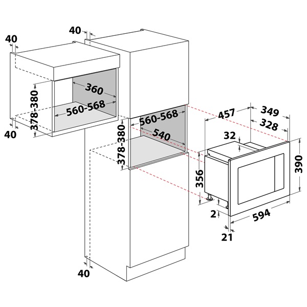 Dimarson DM-D70H20ESP-XT bepíthető mikrohullámú sütő Dimarson DM-D70H20ESP-XT bepíthető mikrohullámú sütő