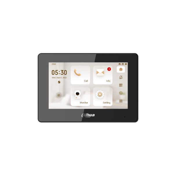 Dahua IP video kaputelefon - VTH5421HB-W (beltéri egység; 7" touch, SD, I/O, PoE, wifi, fekete)