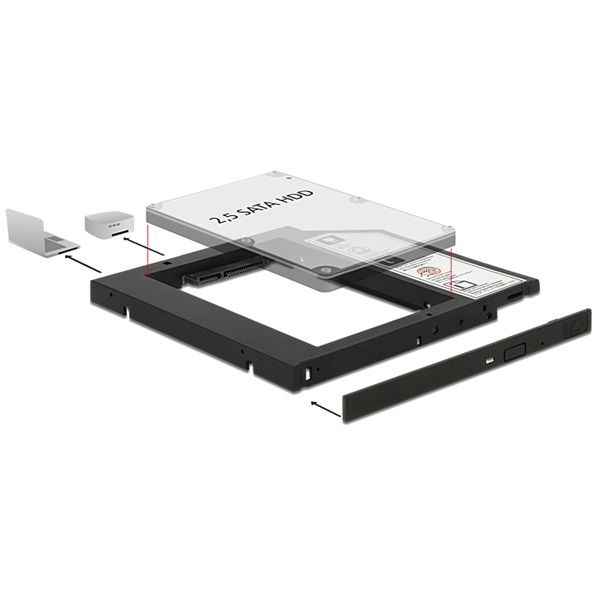 Delock 62669 beépítő keret laptophoz fekete Delock 62669 beépítő keret laptophoz fekete