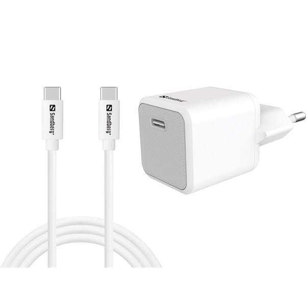 Sandberg Telefon töltő   USB-C 20W Charger+USB-C>C 1M
