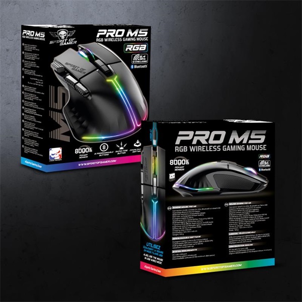 Spirit of Gamer  PRO-M5 Wireless Egér vezeték nélküli Fekete 