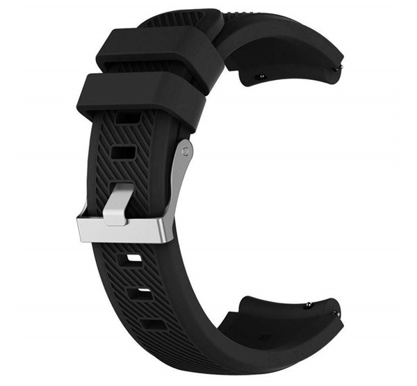 Pótszíj (univerzális, 22 mm, szilikon, állítható, csíkos minta) FEKETE [Honor Watch GS 3]