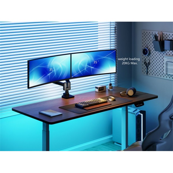Equip  650182  17"-35"  2 monitor  dönthető  forgatható  Max.: 2x20kg Monitor Asztali konzol  fekete 