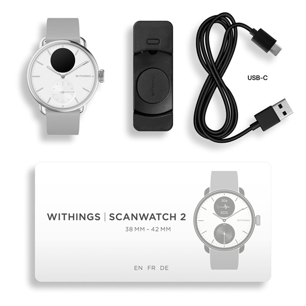 Withings HWA10-model 2 ScanWatch 2 38mm fehér okosóra Withings HWA10-model 2 ScanWatch 2 38mm fehér okosóra