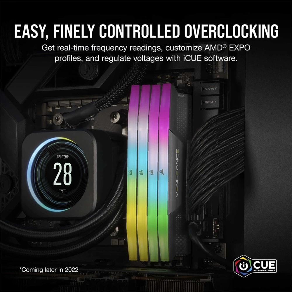 CORSAIR Vengeance RGB DDR5 6000MHz CL30 64GB Kit2 AMD Expo Memória