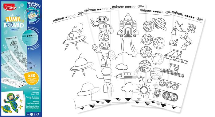 MAPED CREATIV  Lumi Board Kreatív rajzkészlet kiegészítő sablon űrtematika
