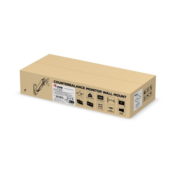 Equip  650136  17"-32" 1 monitor  dönthető  forgatható  állítható magasság Monitor Fali konzol  fekete 
