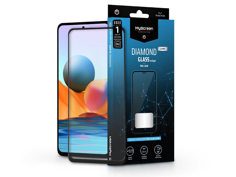 MyScreen Protector Diamond Glass Lite Edge2.5D Full Glue Xiaomi Redmi Note 10 Pro/10 Pro Max edzett üveg kijelzővédő fólia fekete kerettel ...