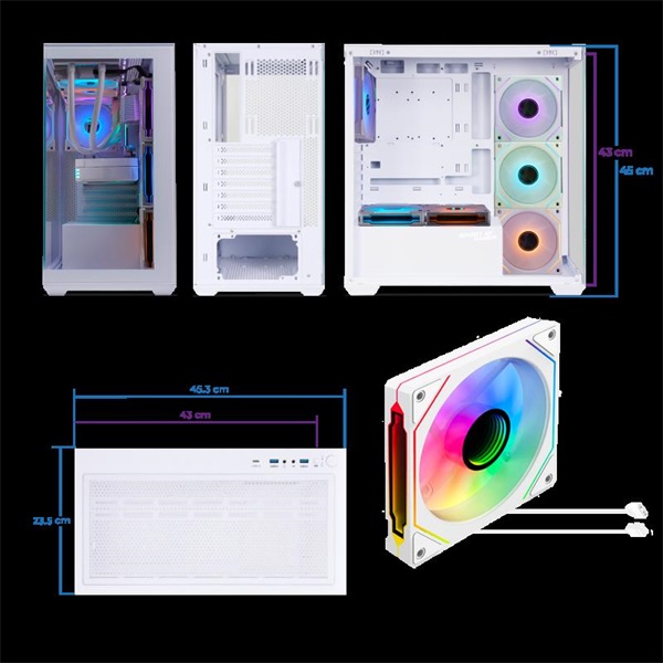 Spirit of Gamer SPARK Arctic Fehér  ablakos  9x12cm ventilátor  ATX Számítógépház 