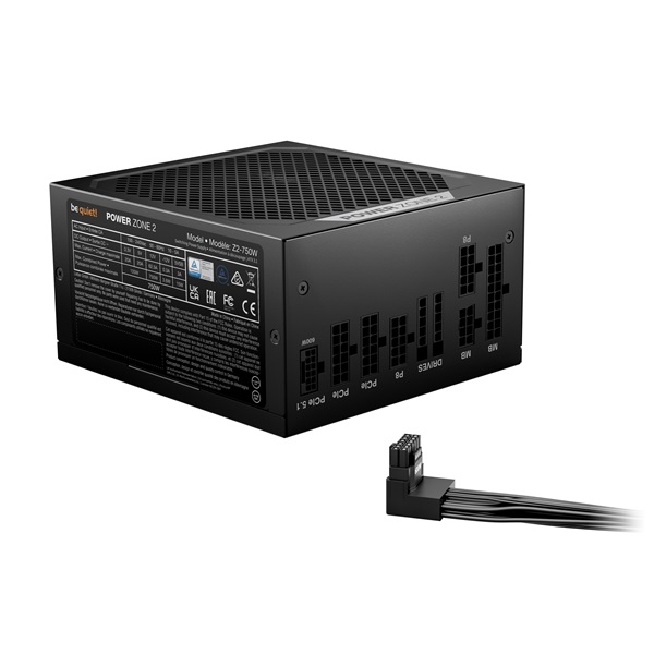 Be Quiet! 750W POWER ZONE 2 80+ Platinum ATX3.1 moduláris félpasszív ventilátor Tápegység Fekete Be Quiet! 750W POWER ZONE 2 80+ Platinum ATX3.1 moduláris félpasszív ventilátor Tápegység Fekete