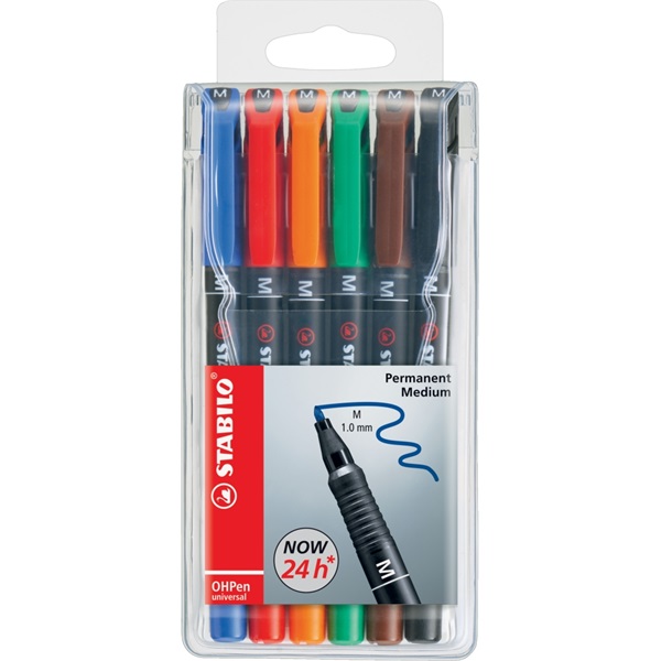 Stabilo OHPen 841 M 6db-os vegyes színű permanent marker készlet Stabilo OHPen 841 M 6db-os vegyes színű permanent marker készlet