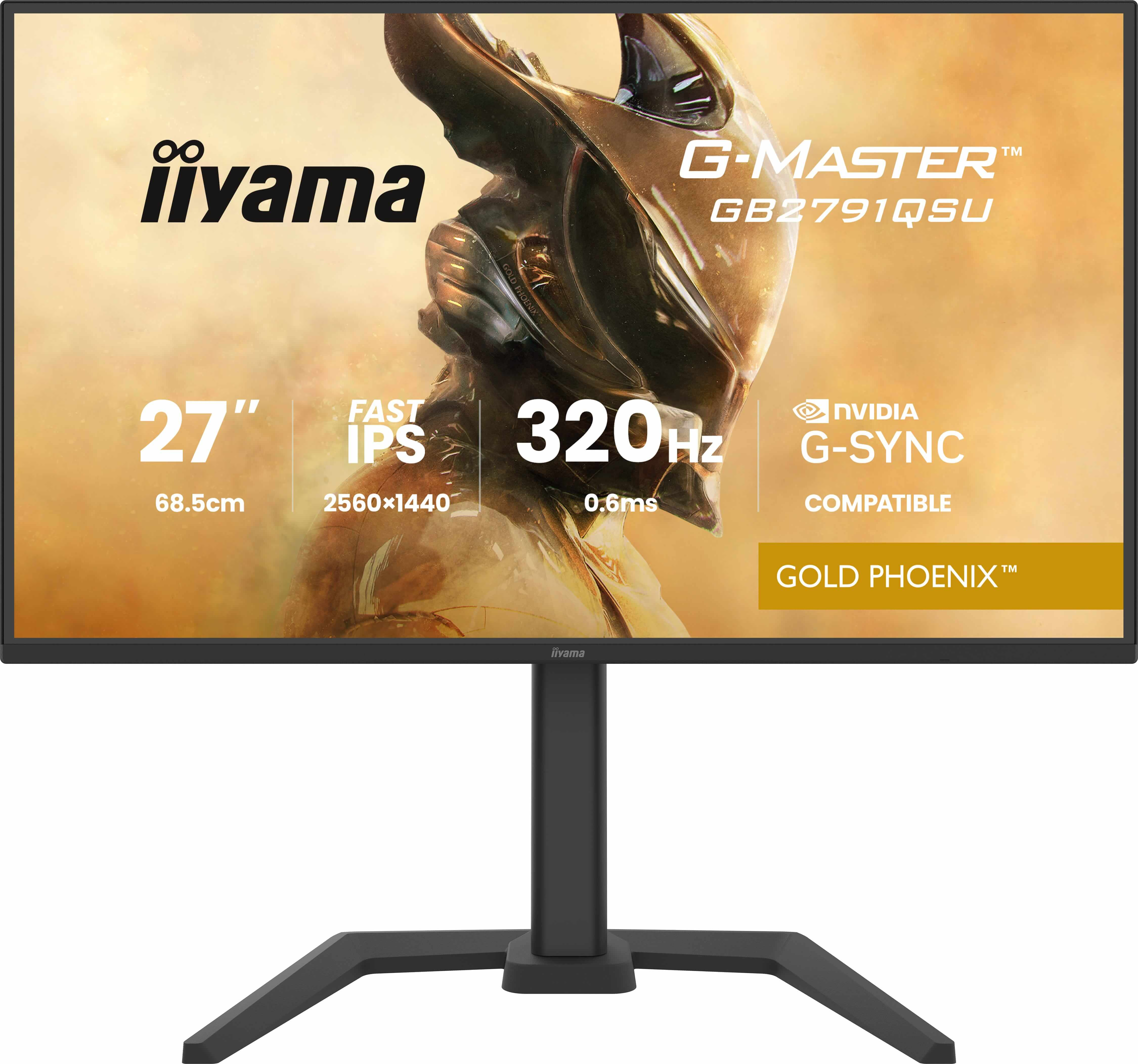 iiyama 27" G-Master GB2791QSU-B1 IPS LED Monitor - 2560x1440, QHD, 320Hz, 0,6ms, Hangszóró, G-Sync, Gamer, Fekete