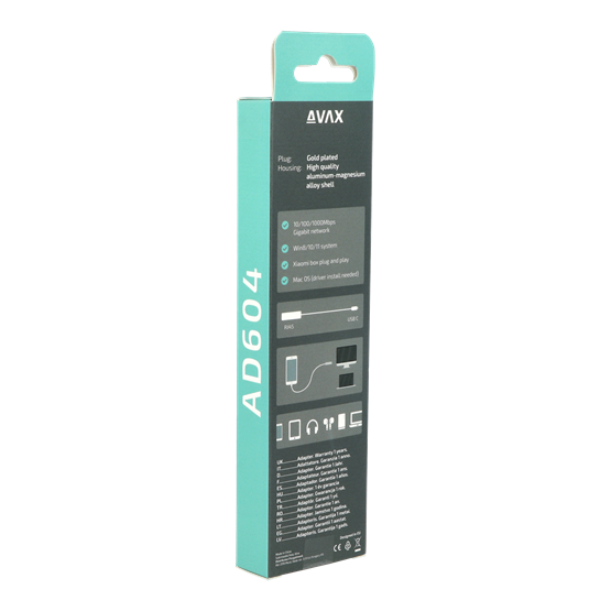  AVAX AD604 CONNECT+ Type C 3.0 - Gigabit Ethernet adapter alumínium