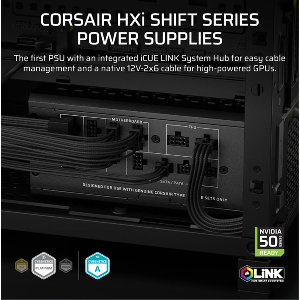 CORSAIR iCUE LINK HXi SHIFT Series HX1500i SHIFT  1500W  Cybenetics Platinum Moduláris  Tápegység
