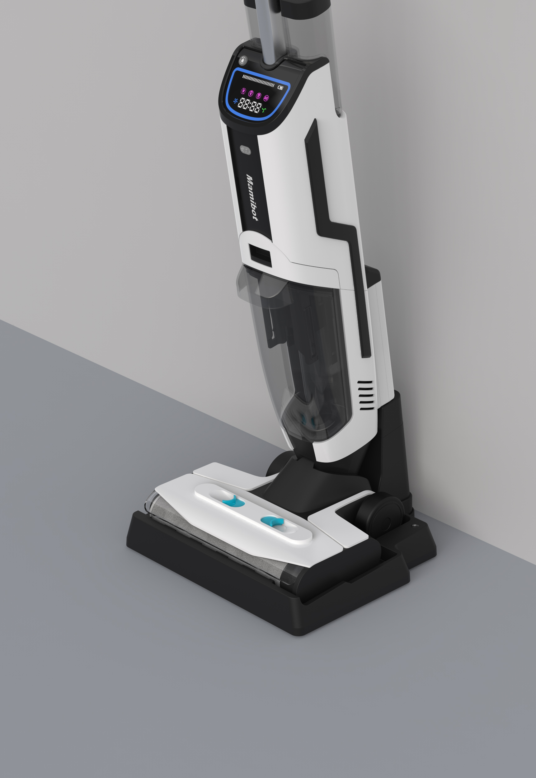 Mamibot vezeték nélküli álló porszívó, felmosóval, Wet Dry vacuum cleaner Flomo I plus, fekete-fehér