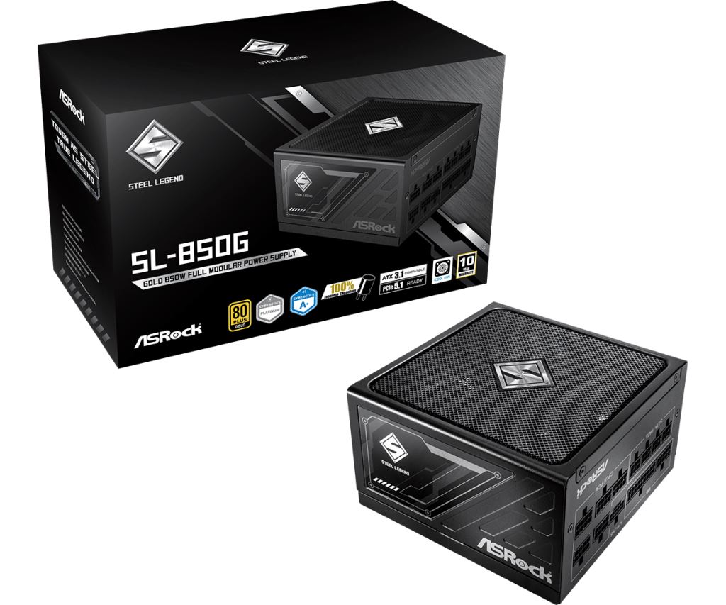ASRock SL-850G Steel Legend 850W moduláris Tápegység Fekete