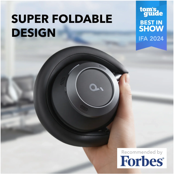 ANKER A3062G11 Vezeték Nélküli Fejhallgató  Soundcore Space One Pro Összecsukható Aktív Zajszűrő  jet black  