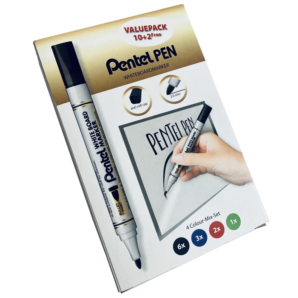 Pentel Táblamarker készlet 2mm, kerek  12 különböző szín (MW85-12)