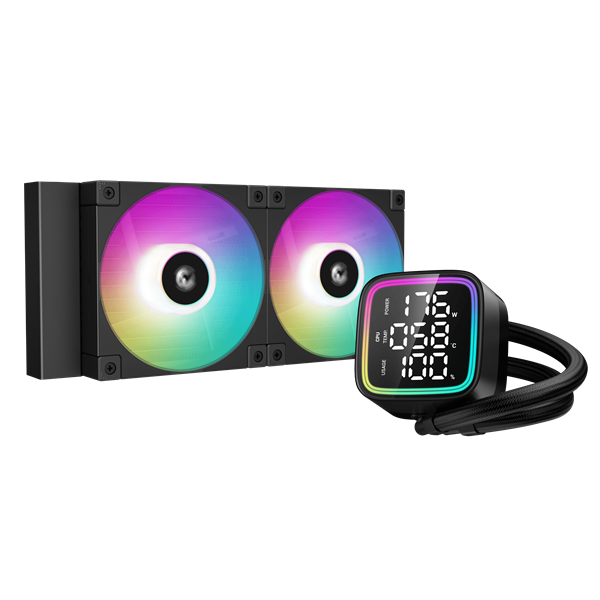DeepCool CPU Water Cooler LD240 max 21dB max. 122,39 m3/h 2x12cm LED kijelző Fekete DeepCool CPU Water Cooler LD240 max 21dB max. 122,39 m3/h 2x12cm LED kijelző Fekete