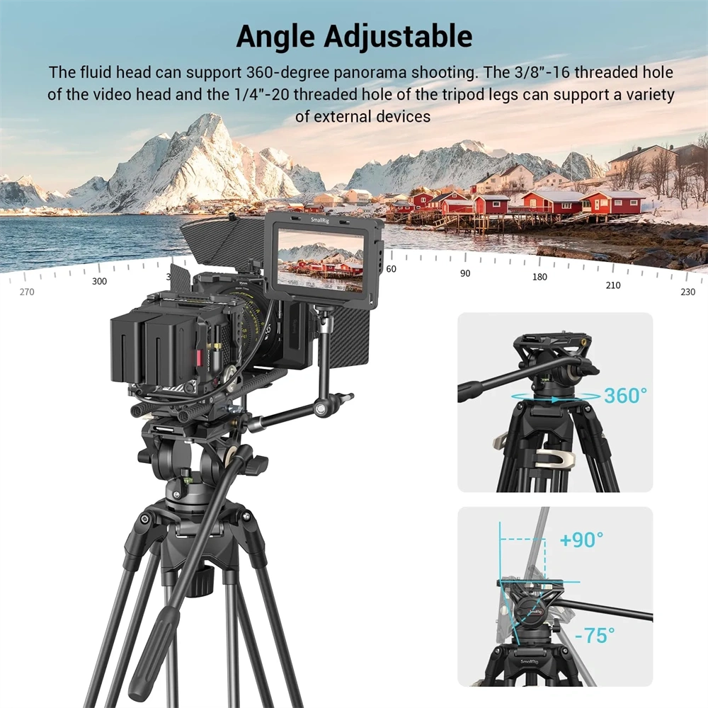 SMALLRIG AD-01 3751 Heavy-Duty Fluid Head Tripod