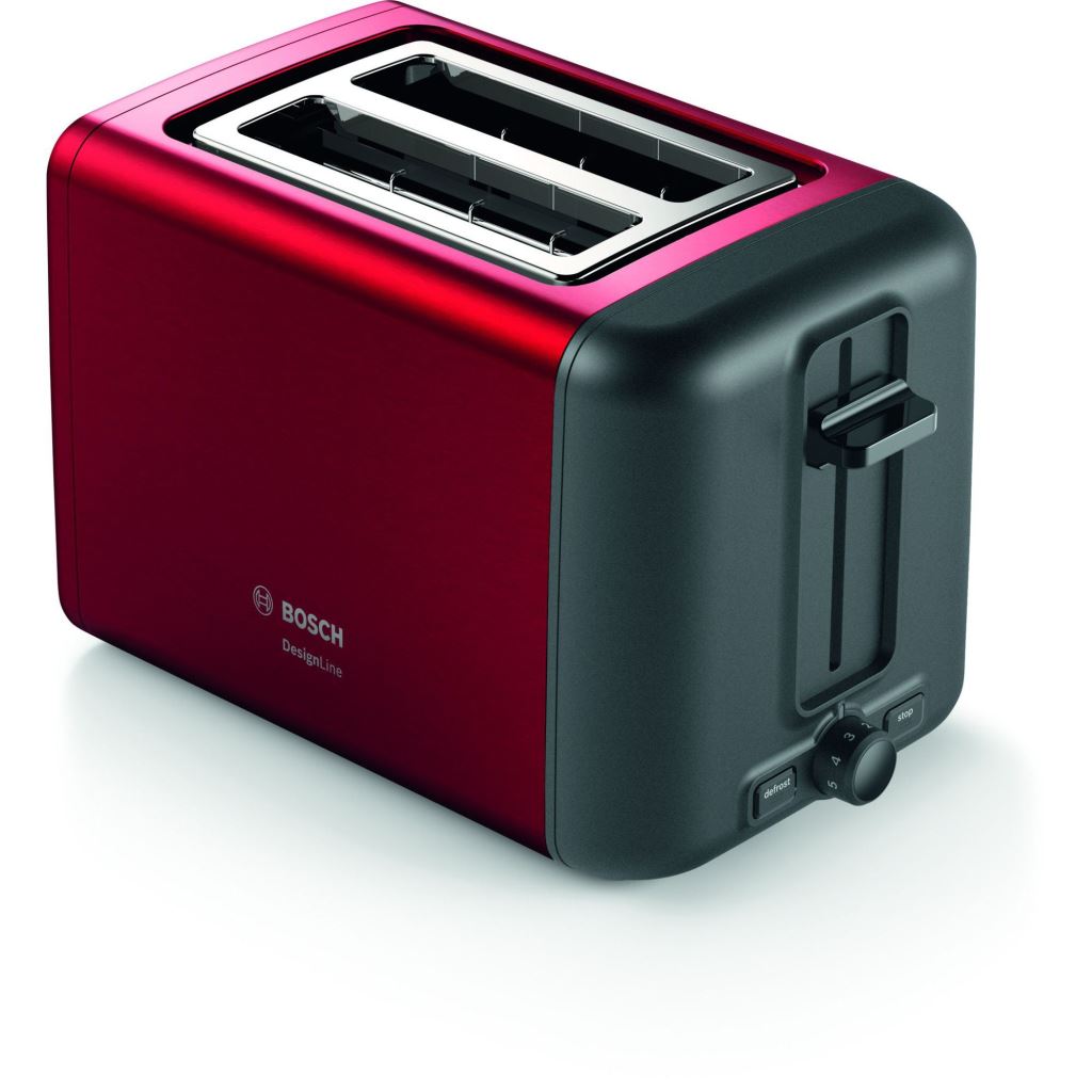 Bosch TAT3P424 DesignLine kenyérpirító piros-fekete Bosch TAT3P424 DesignLine kenyérpirító piros-fekete