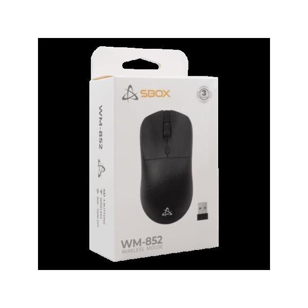SBOX WM-852B  800-1600dpi 4D  2,4GHz Vezeték nélküli egér Fekete 