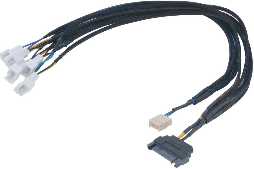 Akasa FLEXA FP5S  SATA -> 5x 4pin PWM ventilátor kábel 45cm (AK-CBFA07-45)