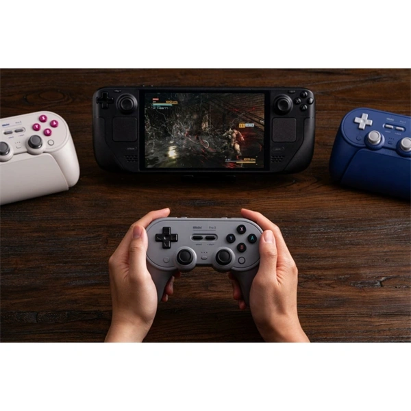 8BitDo Pro 3 Nintendo Switch / Switch 2 / PC / SteamOS / Mobil TMR Joystick vezeték nélküli kontroller Szürke