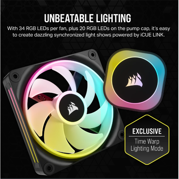 CORSAIR  iCUE LINK H100i RGB AIO (vízhűtés)  2 Ventilátorots  LGA1700 támogatással CPU hűtő fekete