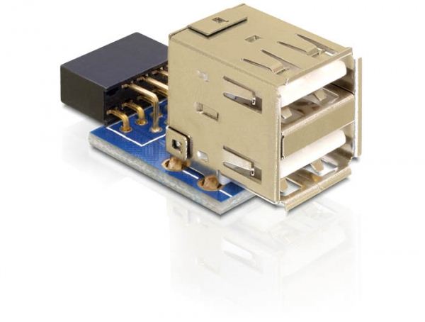 Delock DL41825 USB pin header female -> 2 x USB 2.0 female - up
