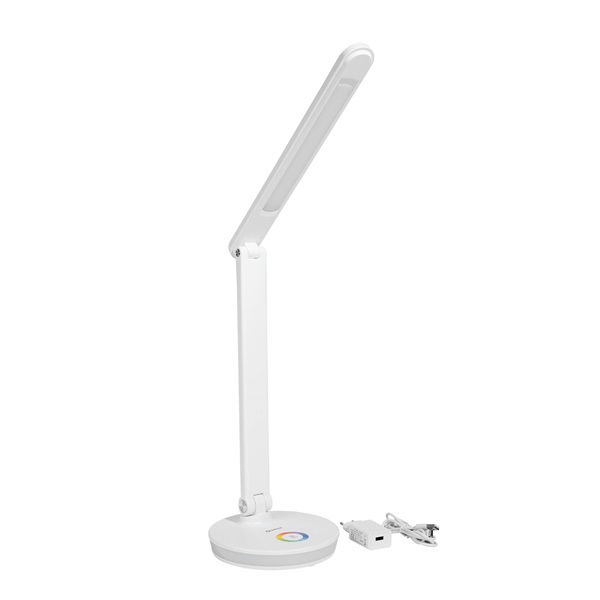Platinet Asztali lámpa RGB, 12W, USB-A és USB-C töltő portal, 6000K, 500 Lumen, fehér (PDL400RGBW)