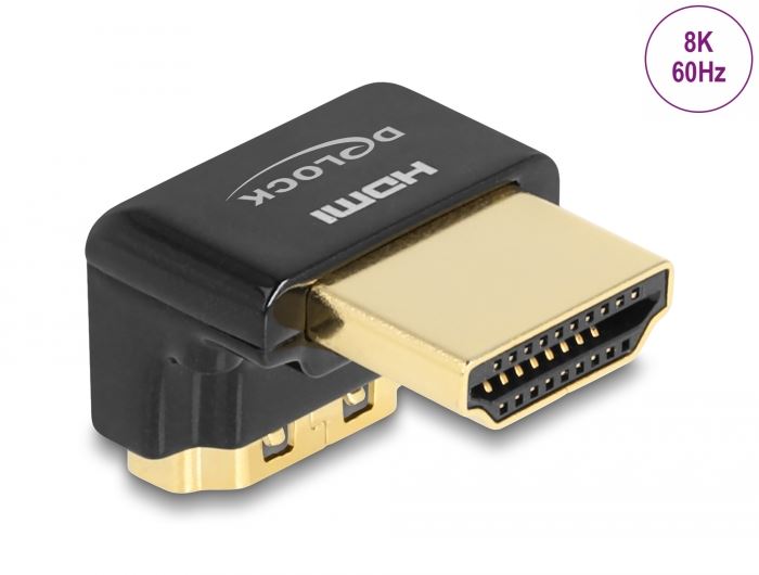 Delock HDMI adapter apa - anya 90 fok lefelé néző csatlakozódugóval 8K60Hz fém (60016) Delock HDMI adapter apa - anya 90 fok lefelé néző csatlakozódugóval 8K60Hz fém (60016)