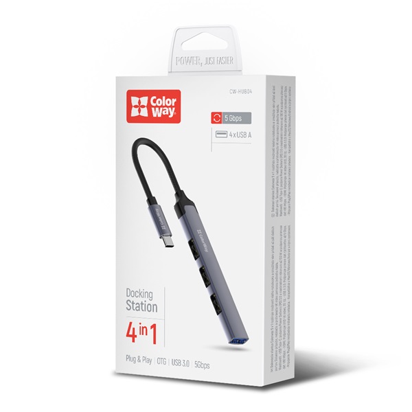 COLORWAY CW-HUB04 USB-elosztó  USB-C 4-B-1 USB2.0X3/USB3.0