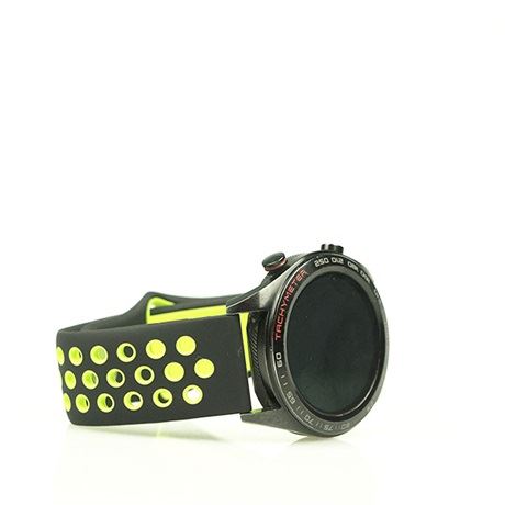 Mybandz lélegző szilikon óraszíj 22mm, fekete-zöld (22SKU2098)