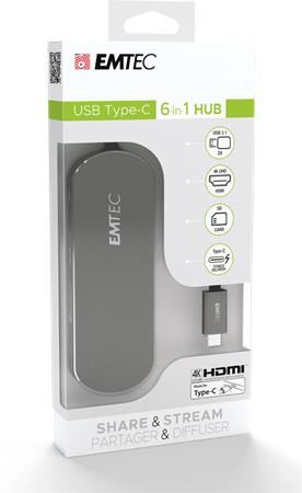 USB elosztó-HUB, USB-C/USB 3.1/HDMI/SD kártya, EMTEC "T650C" USB elosztó-HUB, USB-C/USB 3.1/HDMI/SD kártya, EMTEC "T650C"