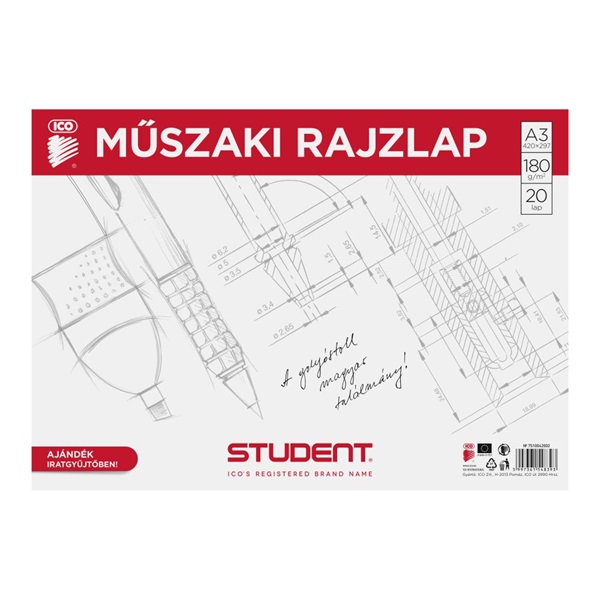 ICO Student műszaki A3 20lapos rajzlap ICO Student műszaki A3 20lapos rajzlap