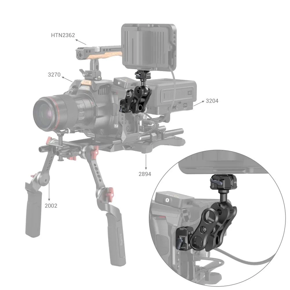 SMALLRIG Drop-in HawkLock mini Magic Arm with Quick Release Ball Head  