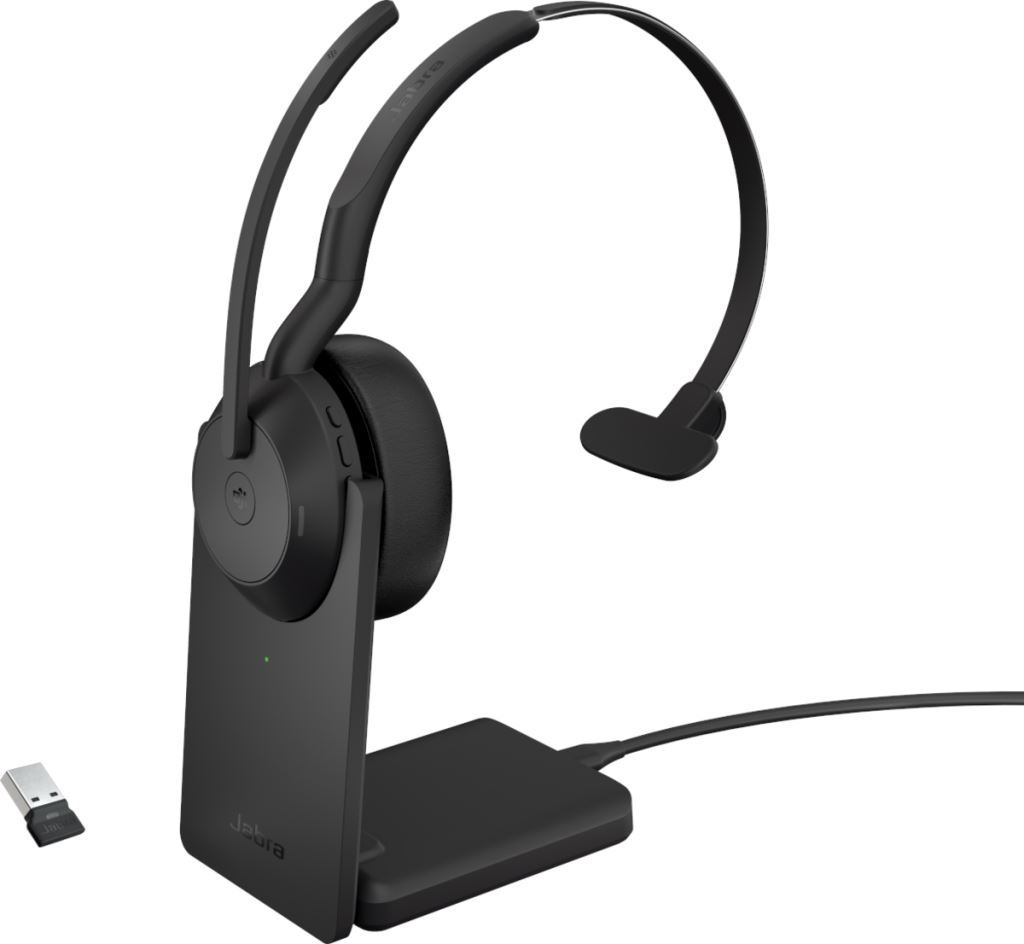 Jabra Evolve2 55 MS Mono with Link380a Bluetooth Headset Töltőállvány Fekete