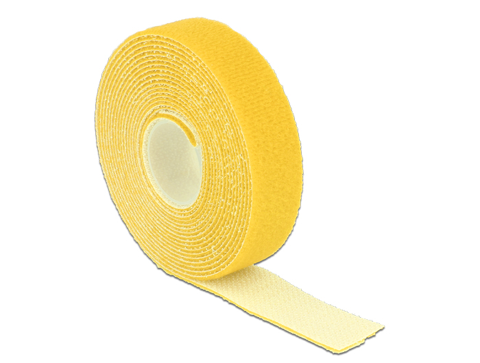 Delock Hurkolható rögzítok, 3 m x 20 mm (H x Sz) tekercs, sárga (18738)