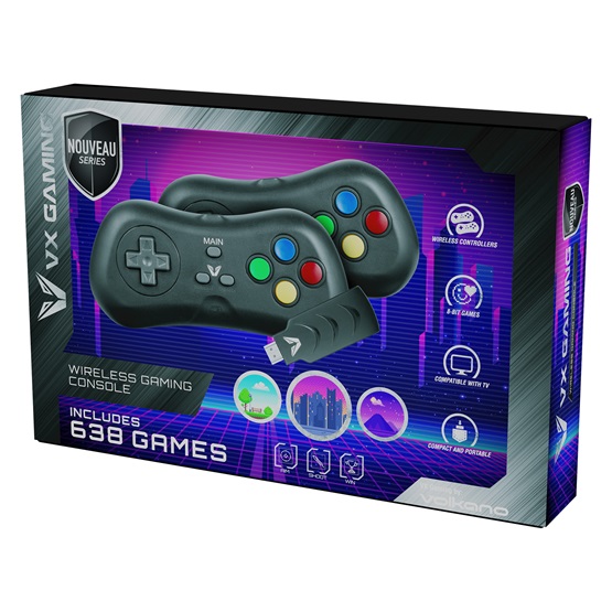  VX Gaming 2.4GHz HDMI Játék állomás Kontrollerekkel és 638 beépített játékkal Fekete