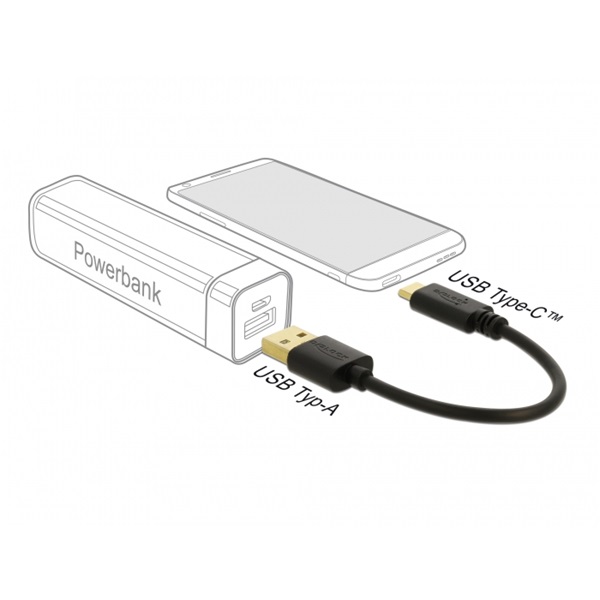 Delock 85354 15cm 3A USB-A - USB-C töltőkábel Delock 85354 15cm 3A USB-A - USB-C töltőkábel