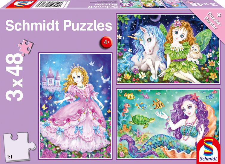 Schmidt Hercegnő, tündér és sellő 3x48db-os puzzle (56376) Schmidt Hercegnő, tündér és sellő 3x48db-os puzzle (56376)