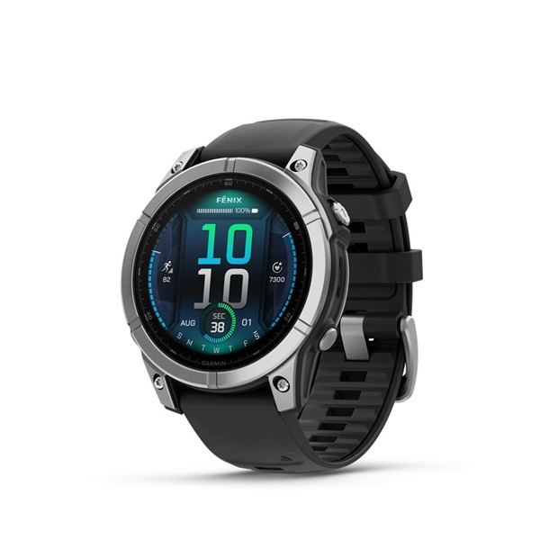 Garmin 010-03025-00 fenix E AMOLED (47mm) fekete szilikon pántos ezüst okosóra Garmin 010-03025-00 fenix E AMOLED (47mm) fekete szilikon pántos ezüst okosóra
