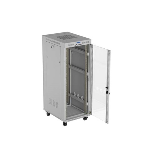 Lanberg 19" szabadon álló rack szekrény 32U 600X800 üvegajtó lapraszerelt LCD kijelző Szürke V2