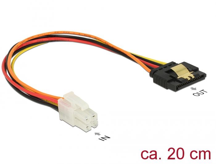 Delock P4 kábel apa -> SATA 15tűs anya 20cm (85519) Delock P4 kábel apa -> SATA 15tűs anya 20cm (85519)