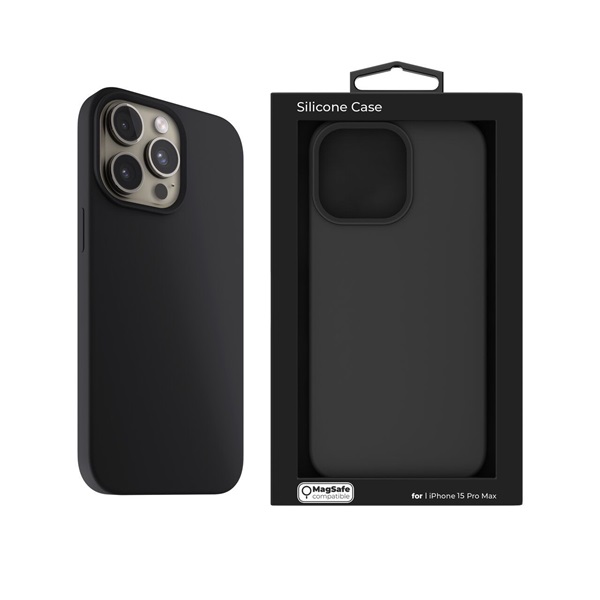 NextOne IPH-15PROMAX-MAGCASE-BLACK iPhone 15 Pro Max fekete szilikon MagSafe hátlap NextOne IPH-15PROMAX-MAGCASE-BLACK iPhone 15 Pro Max fekete szilikon MagSafe hátlap