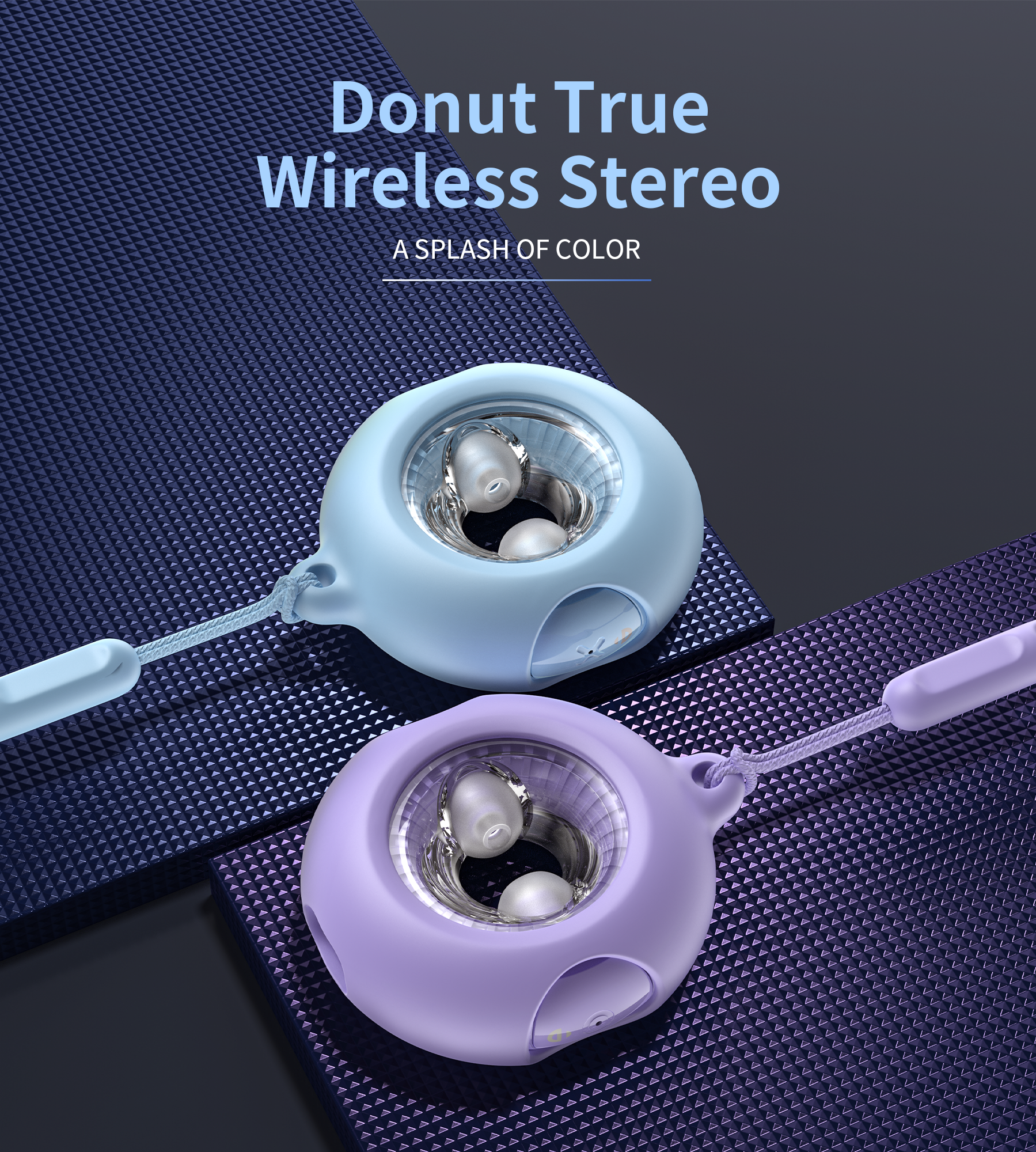 Choetech BH-T22  GlitzDonut TWS Világító nyakkábeles Fülhallgató Lila 